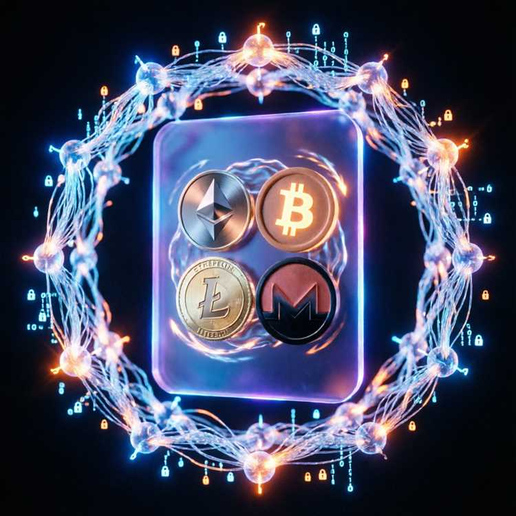 A collage of various cryptocurrency logos like Bitcoin, Ethereum, and others.
